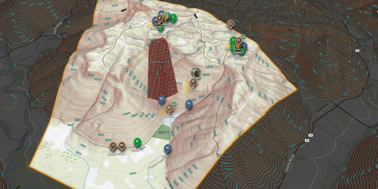 USGS topo basemap over the property
